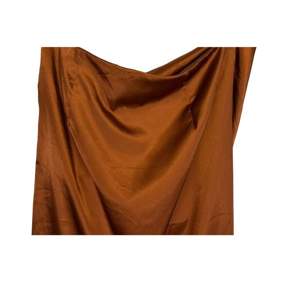 NWT Fashion Nova Valencia Wrap Satin Midi Skirt Bronze High Waist Plus Size 2X - Picture 9 of 12
